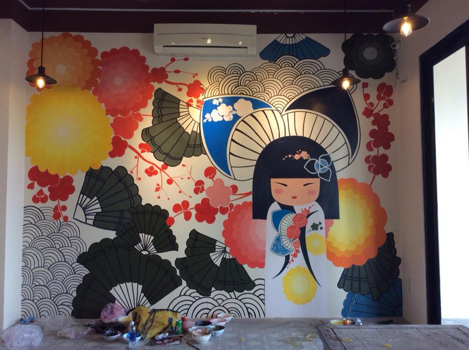 You are currently viewing vẽ tranh tường cho quán ăn Nhật Hyroshima tại quận 1