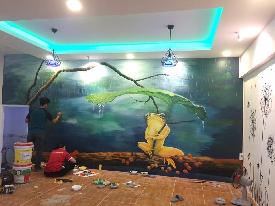 You are currently viewing Vẽ tranh tường cho quán trà sữa & Ăn Vẹt susu