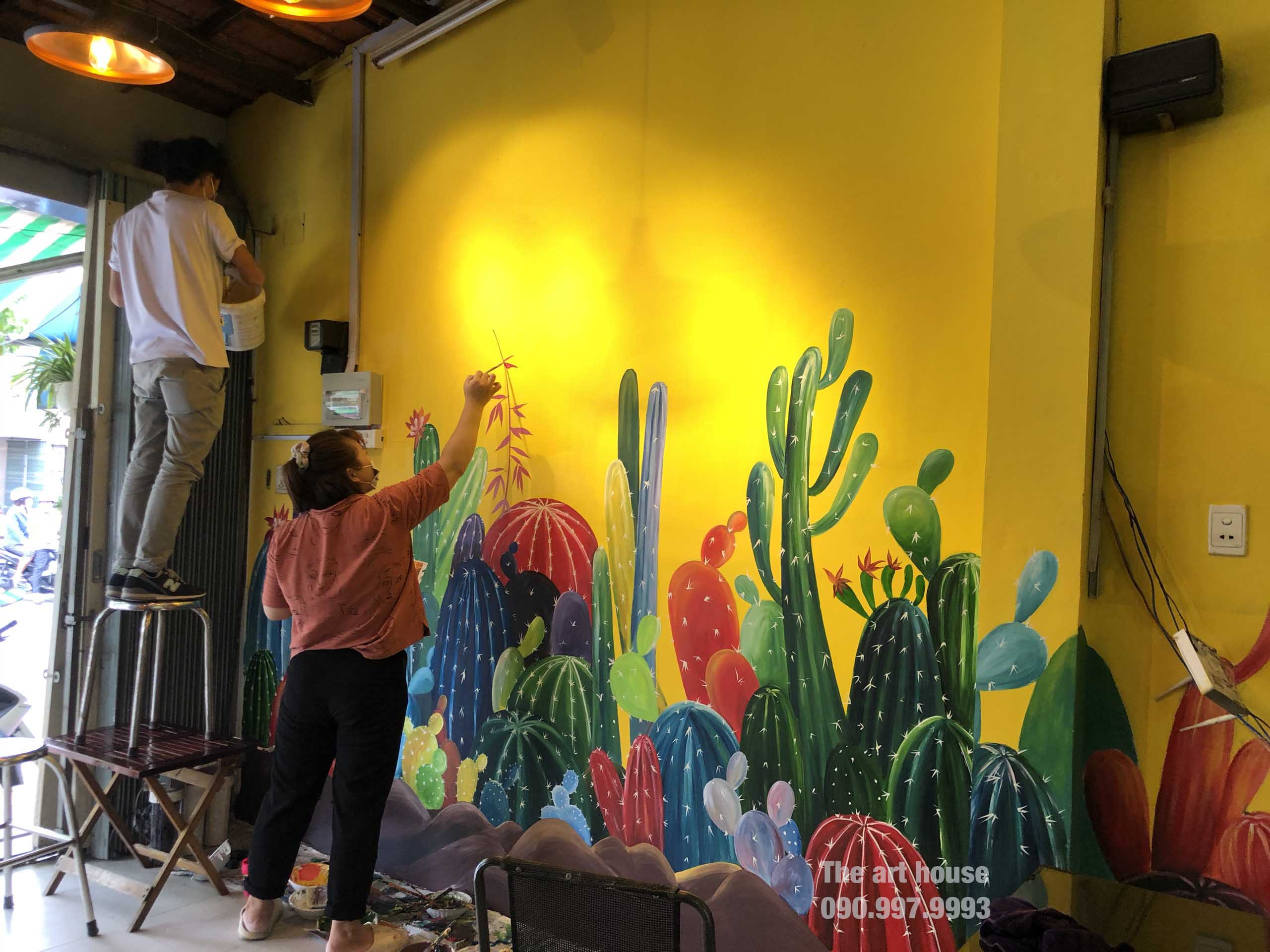 You are currently viewing Vẽ hoa xương rồng cho quán cafe tại Bình Tân